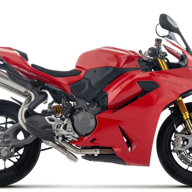Arrow Racing Round-Sil Titanium Dark Slip On Exhaust | Ducati V2